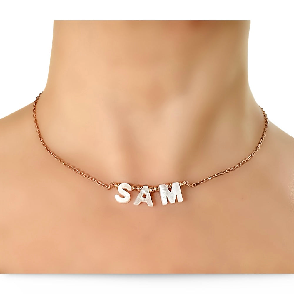 Name Necklace with Shell Letters – Marj Silver
