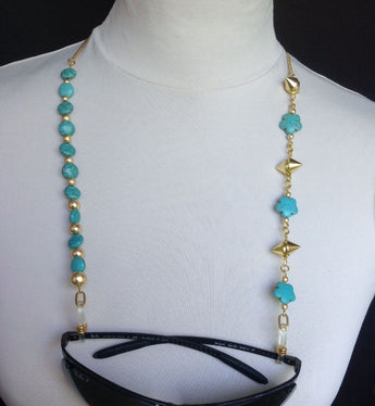 Spectacle chains; Flower shaped turquoise