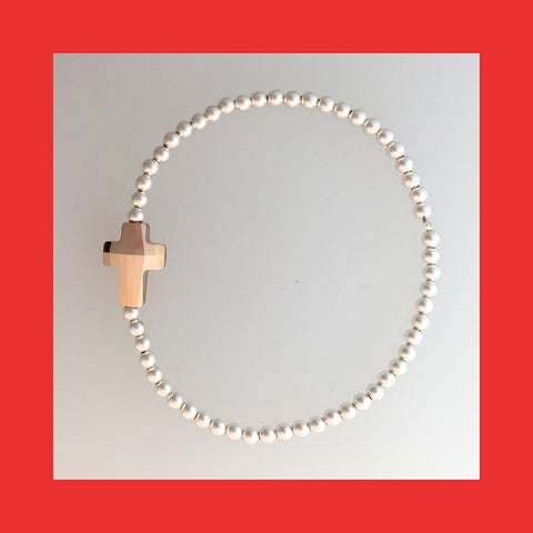 Bracelets; Rose-gold Colour Cross