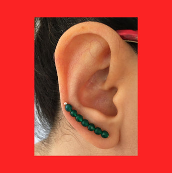 Earring; Green agate Ear Climber