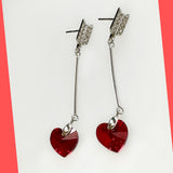 Arrow Earring Studs with Swarovski Heart Crystal