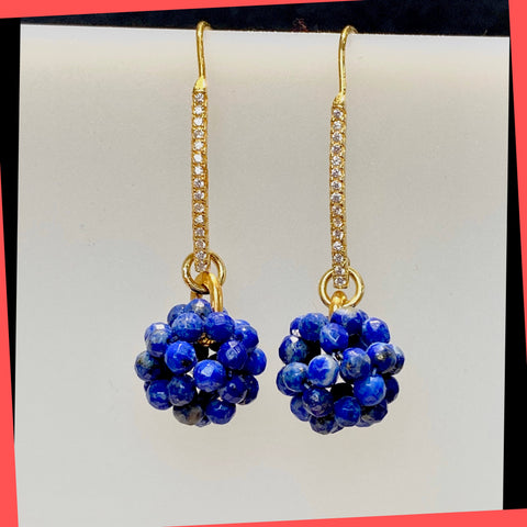 Lapis Lazuli Long Drop Earrings