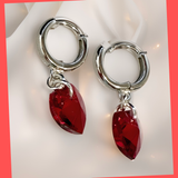 Swarovski Red Heart Earring Huggies