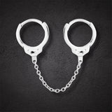 Sterling Silver Handcuffs Shaped Huggie Earrings