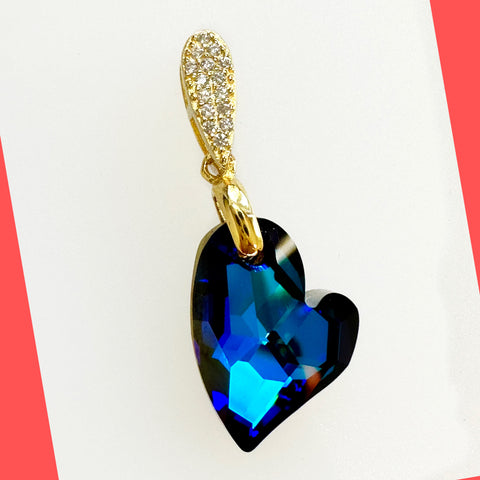 Blue Swarovski Heart Pendant
