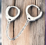 Sterling Silver Handcuffs Shaped Huggie Earrings
