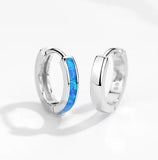 Blue Opal Huggie Earrings
