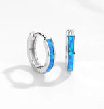 Blue Opal Huggie Earrings