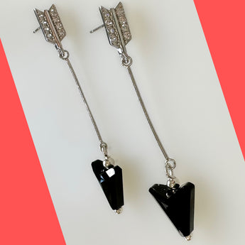 Black Arrow Earrings with Swarovski Crystals