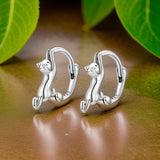 Sterling Silver Cat Huggies Earring Hoop