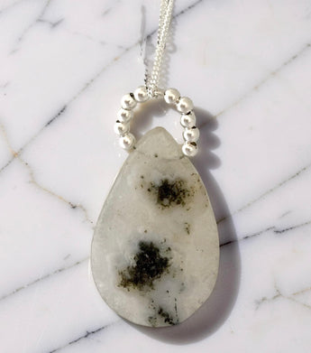 Solar Quartz Pendant with Sterling Silver Balls bail