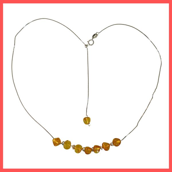 Floating Amber Beads Necklace