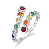 Adjustable Multi Colour Sterling Silver Ring