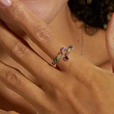Adjustable Multi Colour Sterling Silver Ring