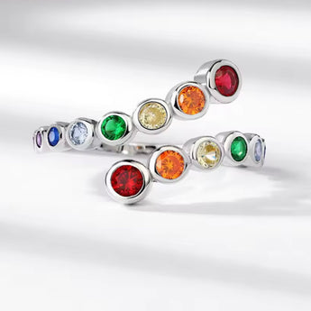 Adjustable Multi Colour Sterling Silver Ring