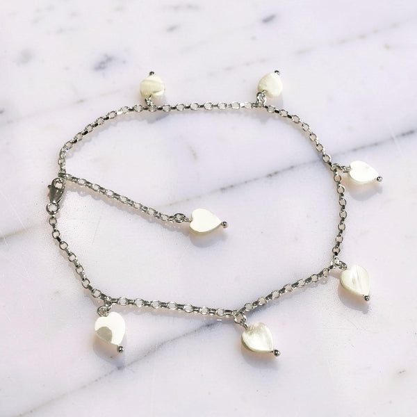 Anklet Chain with Dangling Hearts