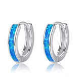 Blue Opal Huggie Earrings