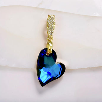 Bermuda Blue Swarovski Devoted 2 U Heart Pendant