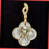 Birth Sign Necklace on Clover Shape MOP Shell