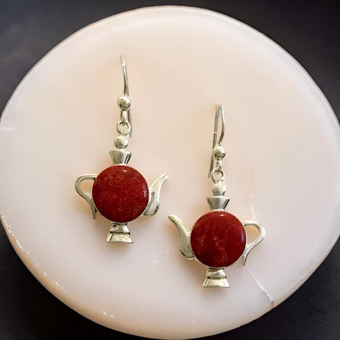 Coral Teapot Earrings