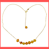 Floating Amber Beads on Sterling Silver Chain Necklace