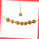 Floating Amber Beads on Sterling Silver Chain Necklace