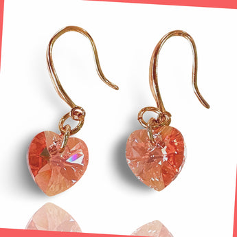 Swarovski Rose-peach Heart Earrings