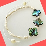Clover Shaped Abaolone Shell and MOP Shells Beaded Bracelet