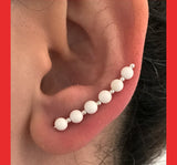 Gemstone and Silver Balls Ear Climber