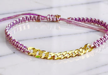 Gold-plated Sterling Silver Chain with Braided Band Bracelet