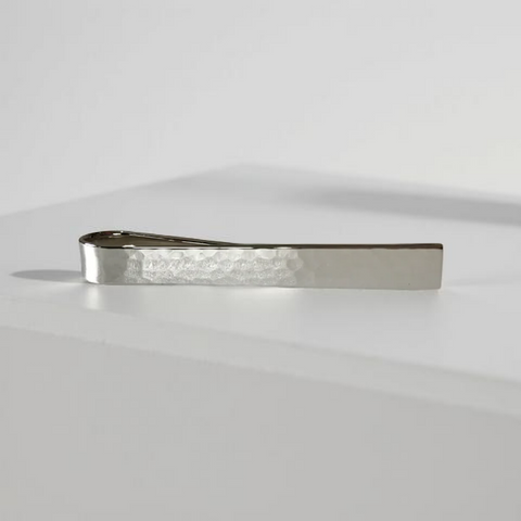 Hammered Sterling silver Tie Bar