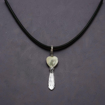 Heart shell Necklace with drop crystal