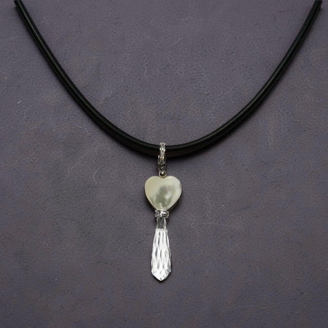 Heart shell Necklace with drop crystal