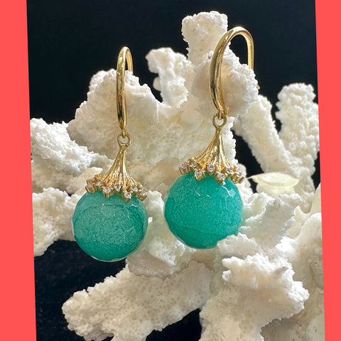 Amazonite Earrings With Gold-plated Sterling Silver Hooks