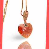 Swarovski Rose Peach Heart Necklace