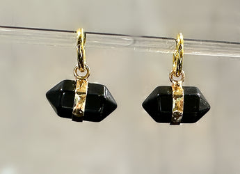 Vertical Double Pointed Crystal Huggie Earring Hoops