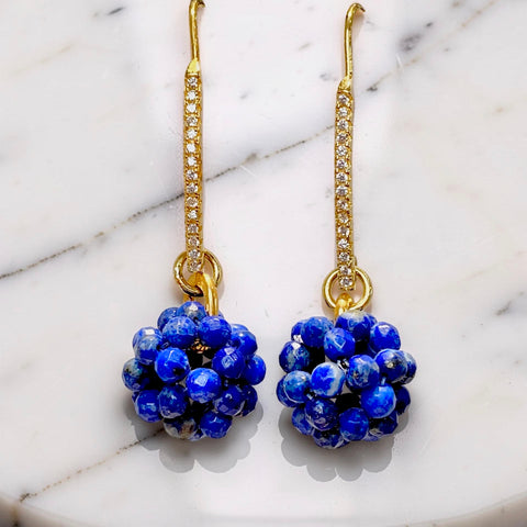 Lapis Lazuli Long Drop Earrings