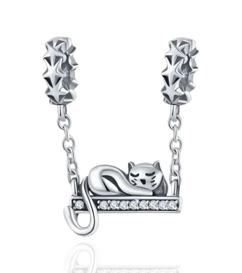 Lazy Kitty on Swing” Bracelet Charm