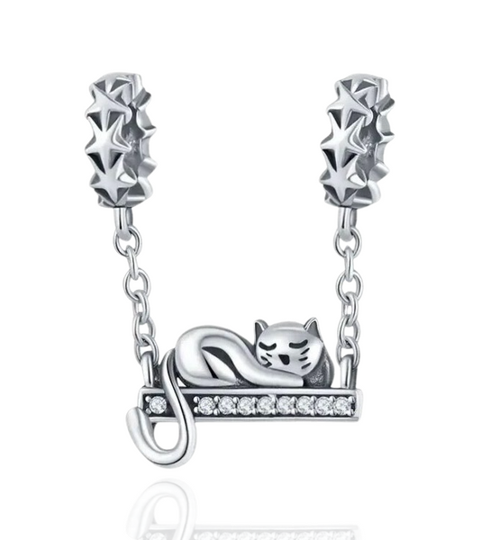 Lazy Kitty on Swing” Bracelet Charm