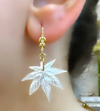 MOP Maple Leaf on Sterling Silver Hook Earrings