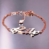 Personalised Sterling Silver Name Bracelet with Rose-gold chain