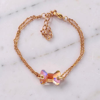 Rose-gold Swarovski Bow Connector with Chain