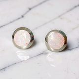Round Sterling Silver Opal Earring Studs