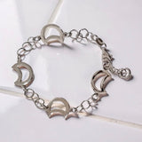 Sterling Silver Chain Bracelet with Moon Charms