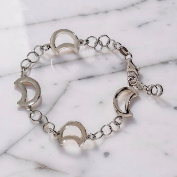 Sterling Silver Chain Bracelet with Moon Charms
