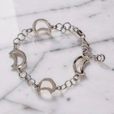 Sterling Silver Chain Bracelet with Moon Charms