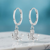 Sterling Silver Octopus Huggie Earrings