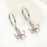 Sterling Silver Octopus Huggie Earrings