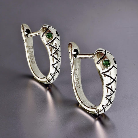 Sterling Silver Snake Huggie Earrings, Earring Hoops