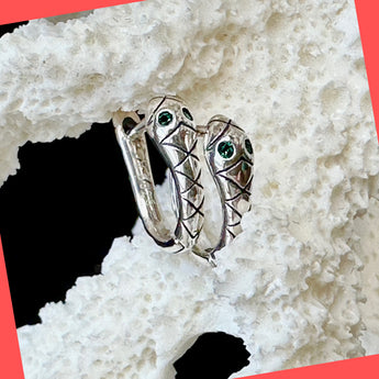 Sterling Silver Snake Huggie Earrings, Earring Hoops
